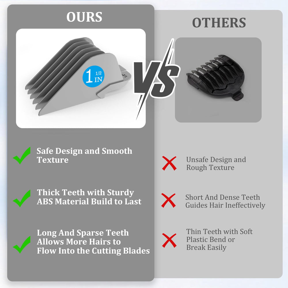 CR8GR8 clipper guards secure-clip system reduces slipping during use.