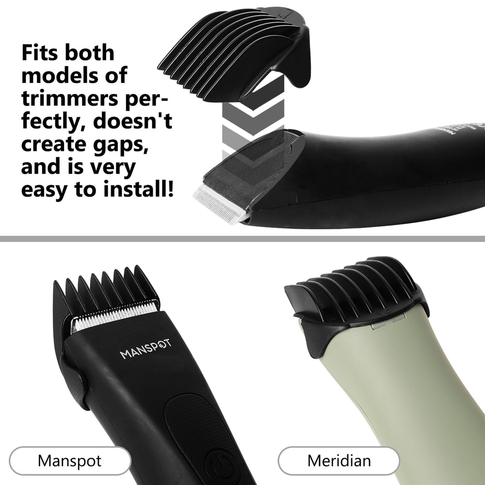 CR8GR8 guards compatible with Meridian trimmers for precise body trimming.