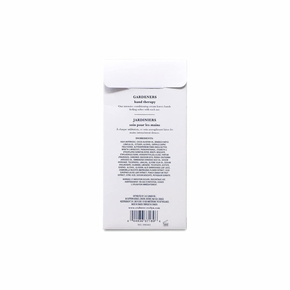 Crabtree & Evelyn Gardeners Hand Therapy texture close-up shows rich cream for smooth hands.