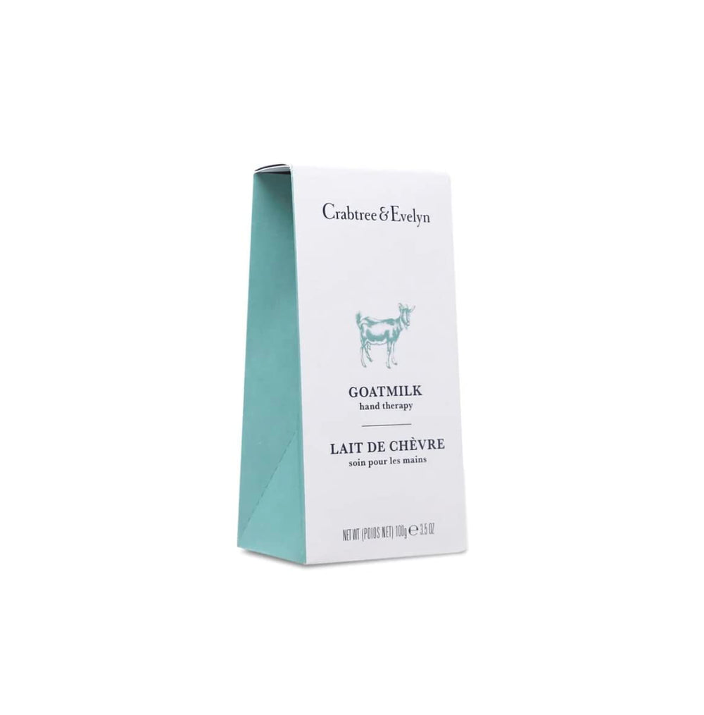 Crabtree & Evelyn Goat Milk Hand Therapy Cream texture swatch showing creamy, non-greasy absorption