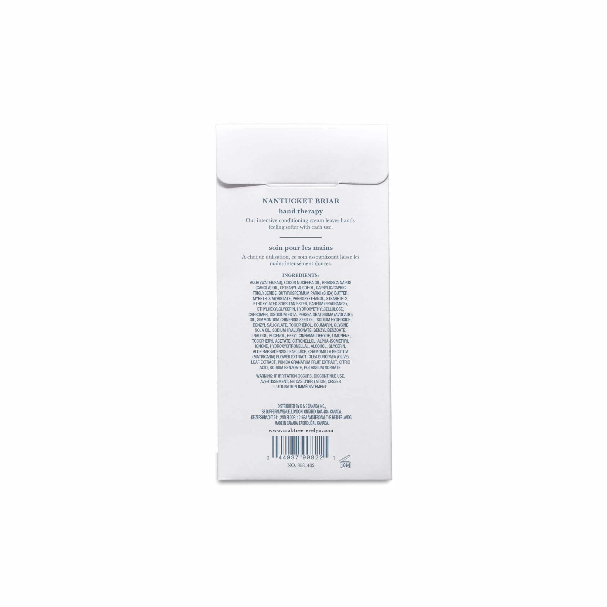 Crabtree & Evelyn Nantucket Briar hand therapy cream swatch shows soothing texture