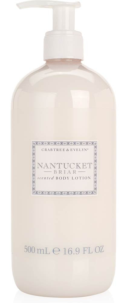 Crabtree & Evelyn Nantucket Briar lotion bottle highlighting lightweight hydration for daily conditioning.