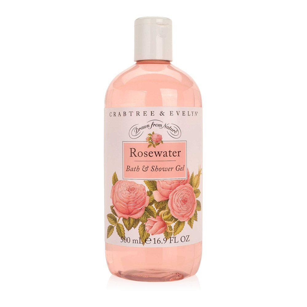 Crabtree & Evelyn Rosewater Bath and Shower Gel bottle pour delivers luxurious lather for daily pampering