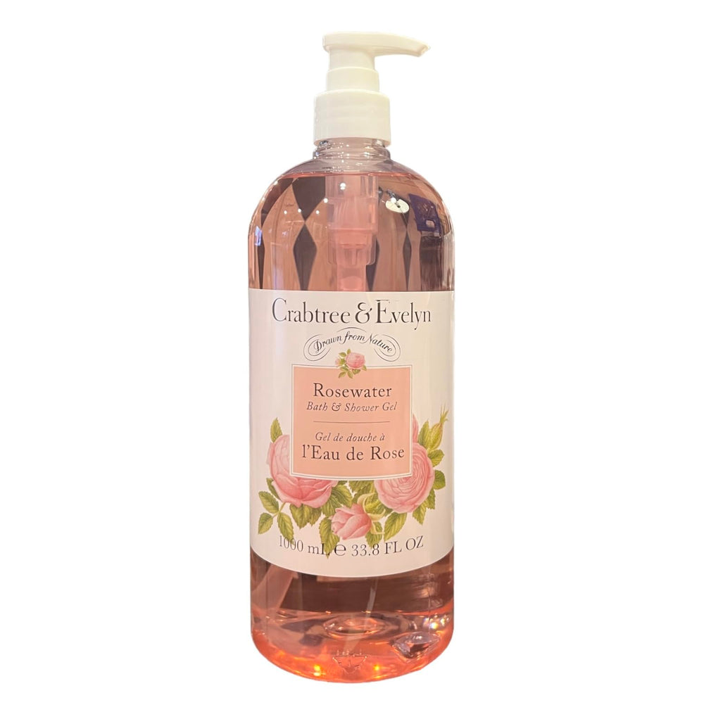 Crabtree & Evelyn Rosewater gel close-up showing rich lather for spa-like bath ritual