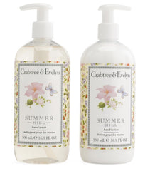 Crabtree & Evelyn Summer Hill hand lotion bottle delivering lasting hydration with floral fragrance.