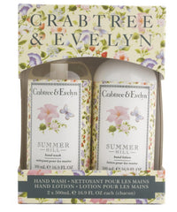 Crabtree & Evelyn Summer Hill hand wash bottle with refreshing floral scent for cleansing.