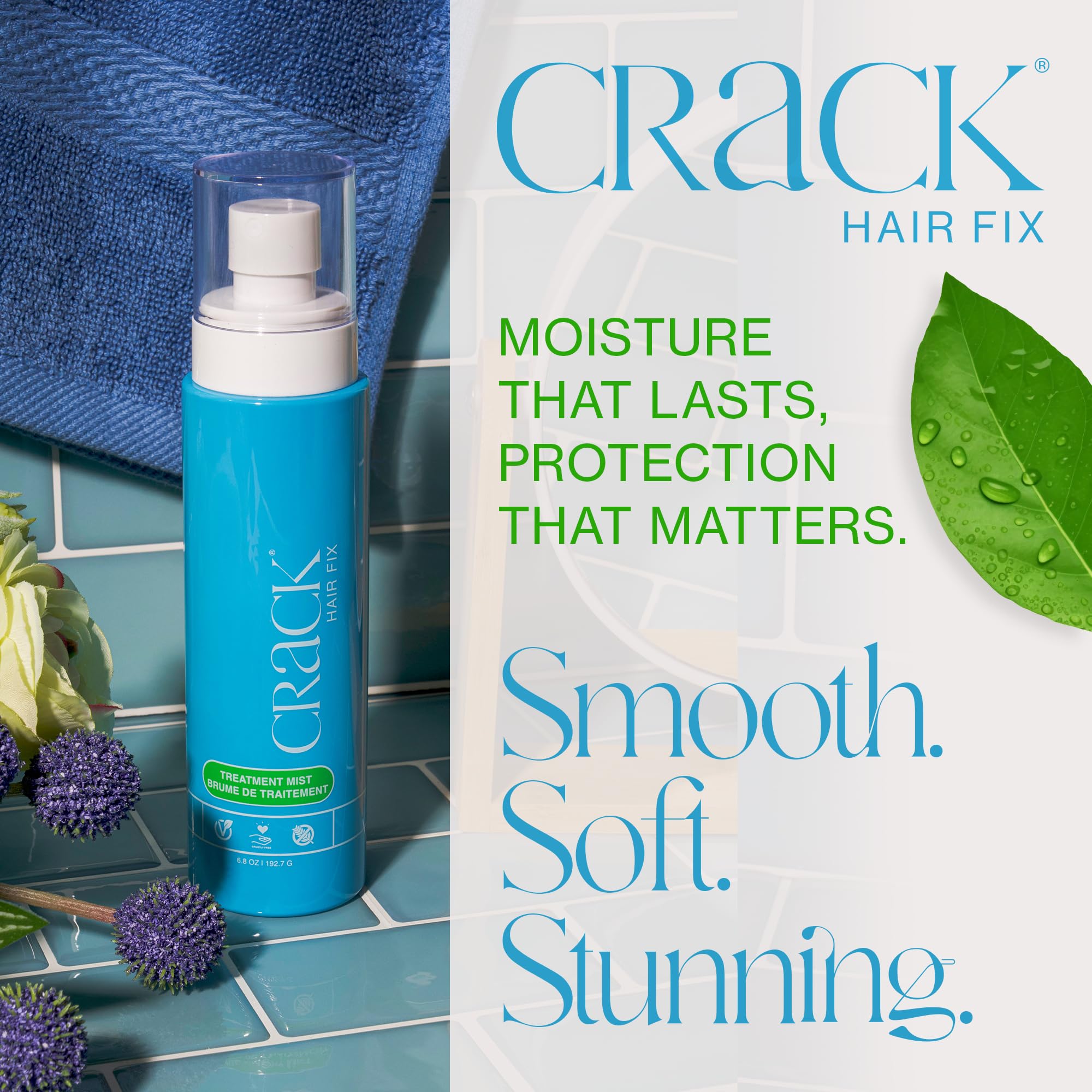 Crack Hair Fix Mist after-use results show smoother, shinier hair.