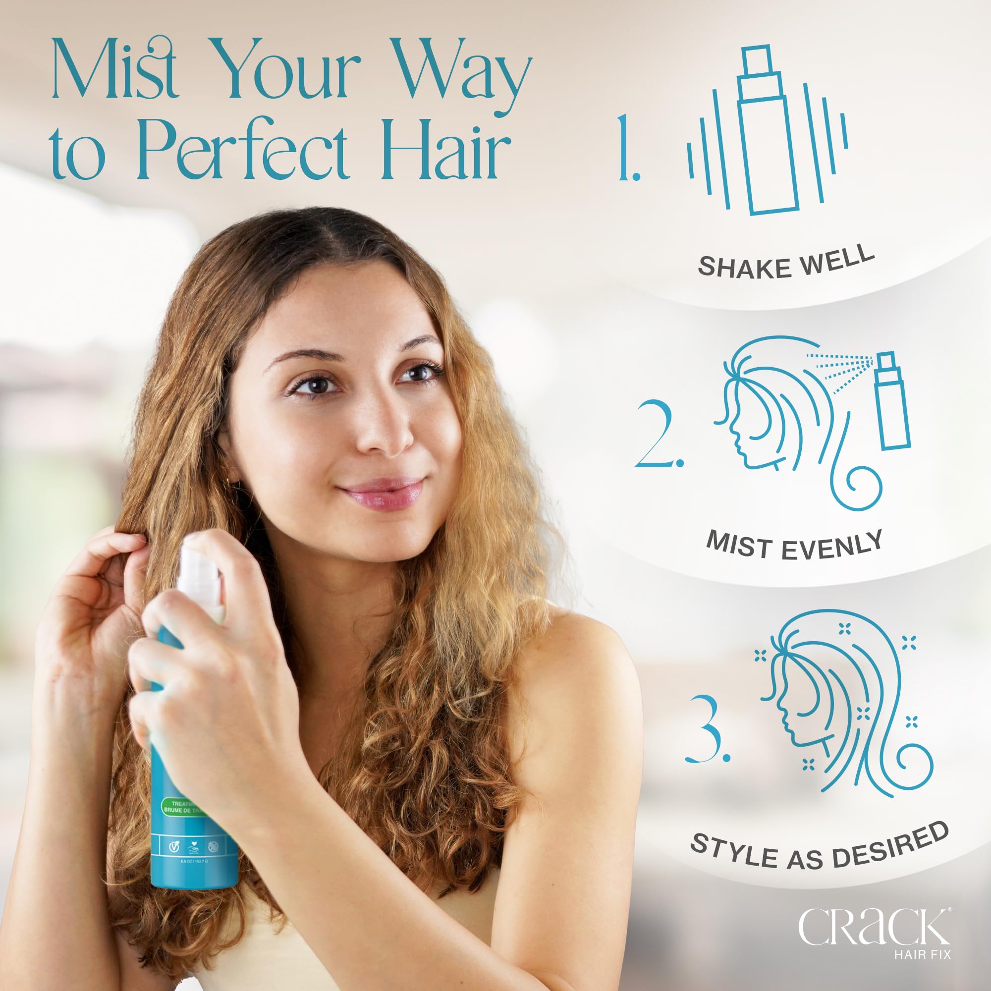 Crack Hair Fix Mist on-the-go packaging for travel-friendly styling.