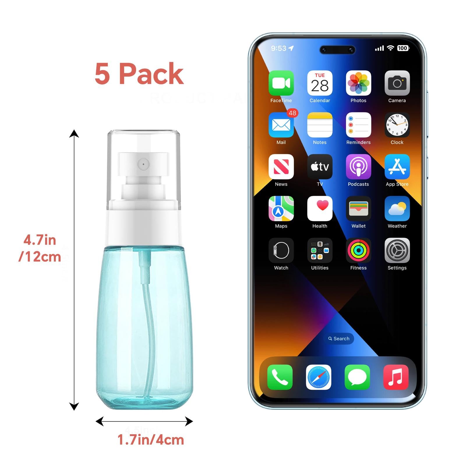 Cracrab 2oz green travel spray bottles pack, ideal for toners and perfumes on trips.