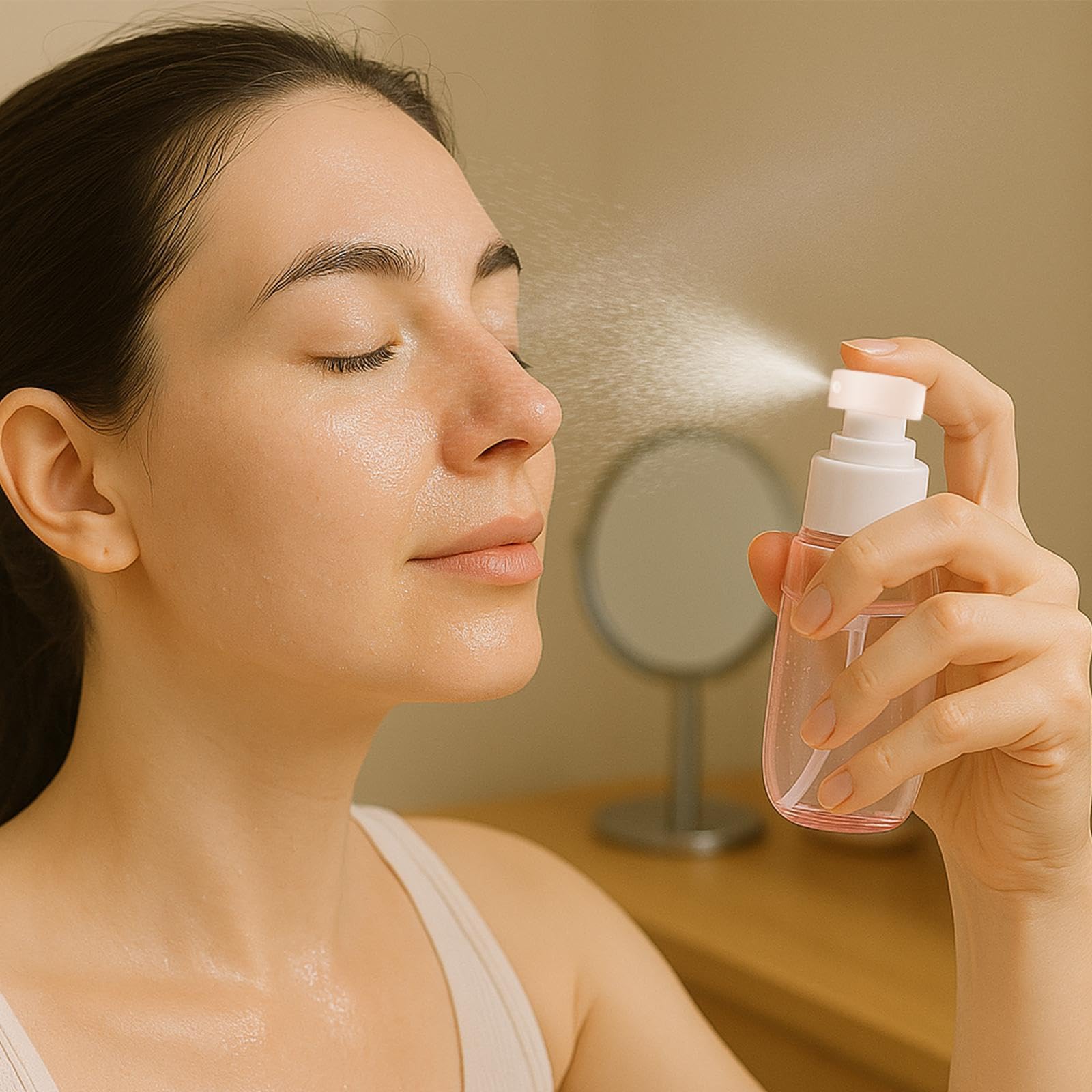 Cracrab 2oz pink close-up shows fine mist nozzle for precise facial application.