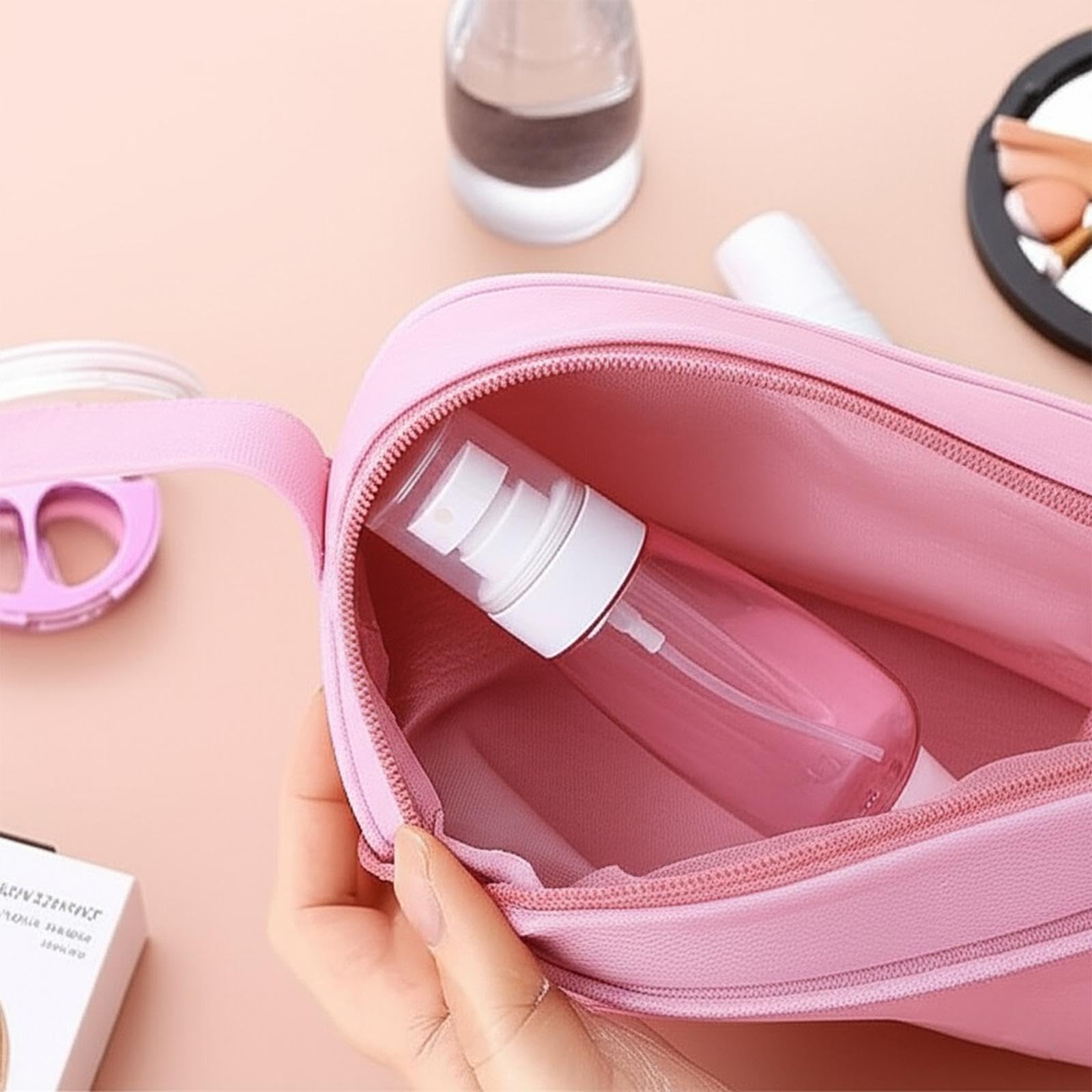 Cracrab 2oz travel spray bottles lifestyle setup, perfect for business trips and vacations.