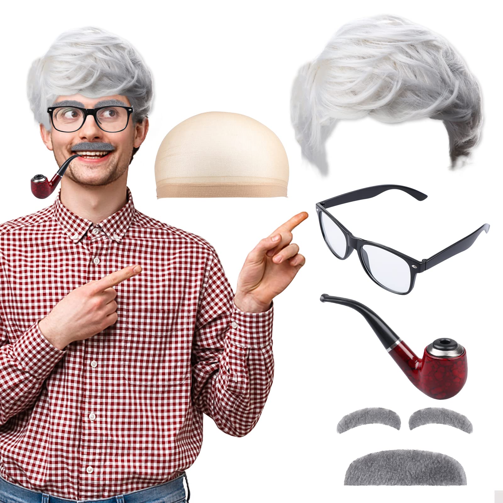 Craftshou old-man-wig offers quick elder cosplay with comfortable synthetic fibers.