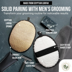 CraftsOfEgypt loofah scrubber ergonomic handle closeup for comfortable grip and thorough exfoliation.