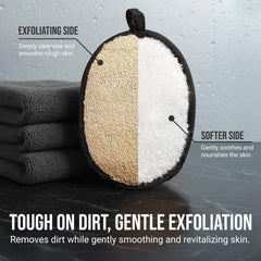 CraftsOfEgypt two-piece loofah set travel-friendly design ideal for gym bag use.
