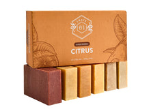 Crate 61 Organics citrus soap bar showcases botanical tint and fresh aroma.