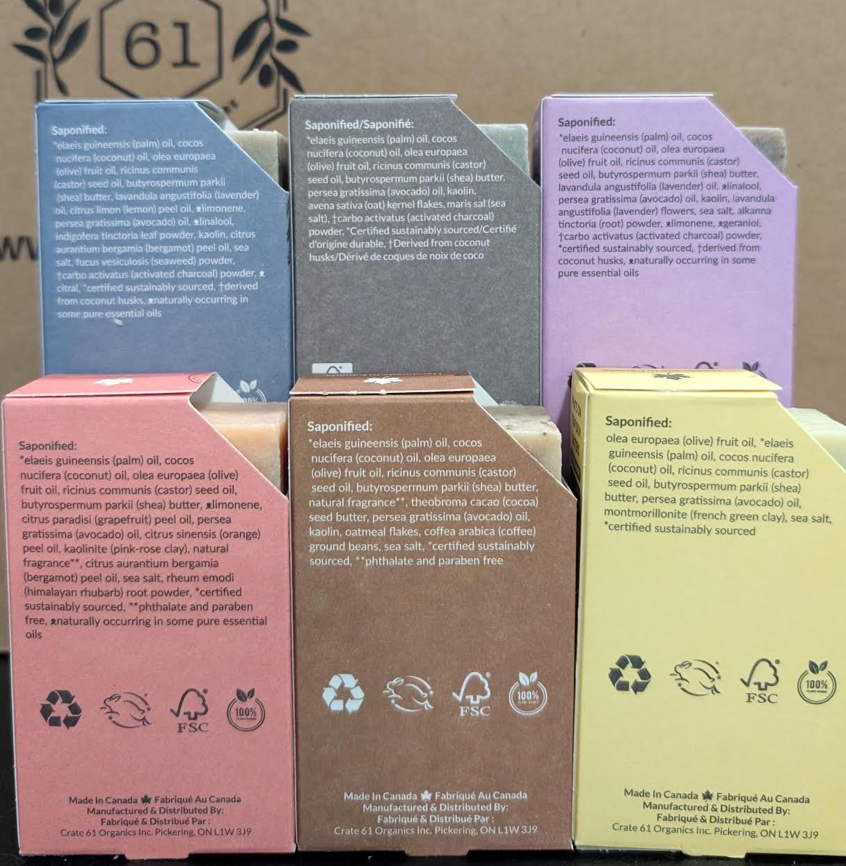 Crate 61 Organics citrus soap bar with premium essential oils for revitalizing skin.
