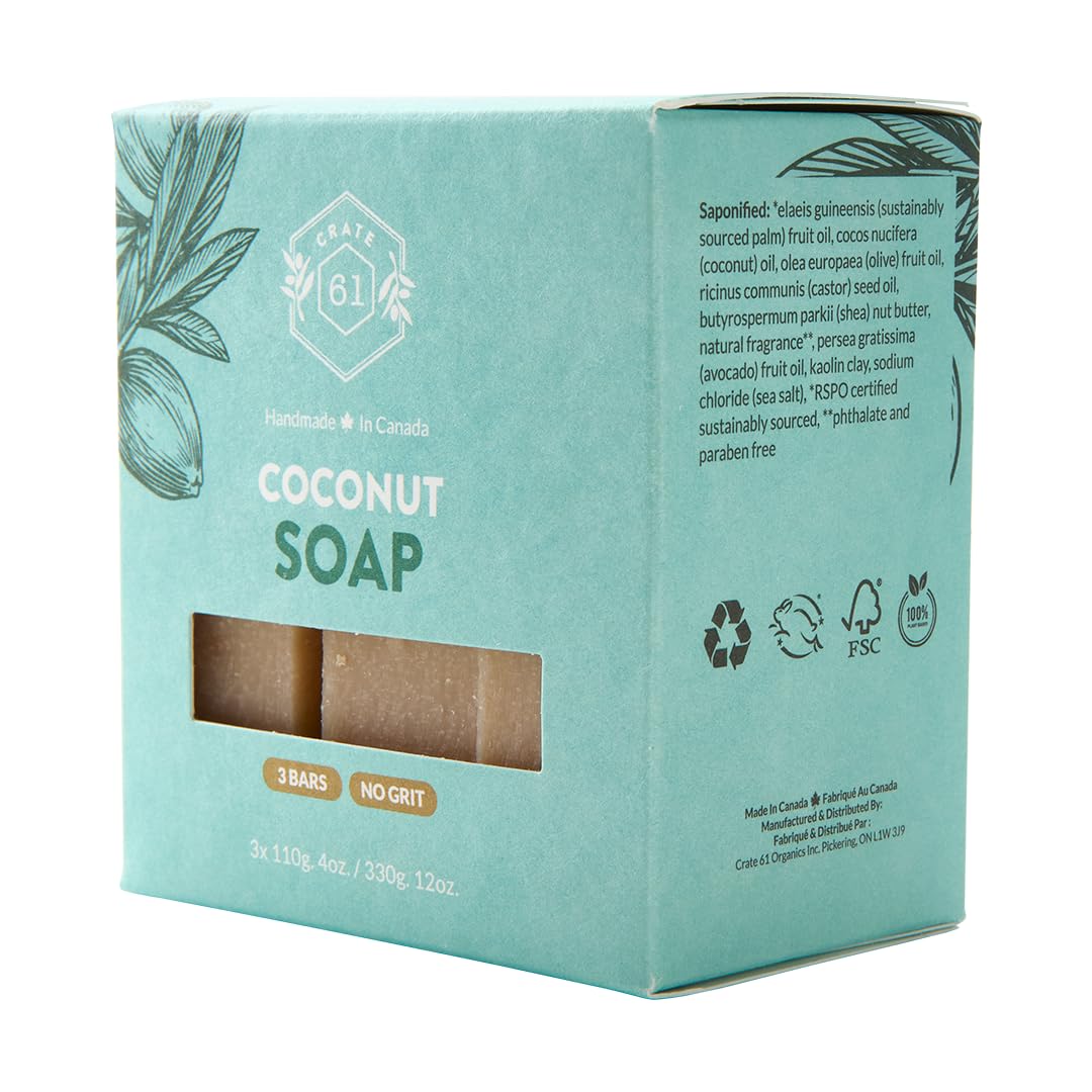 Crate 61 Organics coconut bar soap hand-lather demonstrates creamy cleansing experience