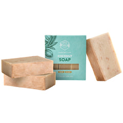 Crate 61 Organics coconut bar soap three-pack front view highlights natural packaging and gift-ready presentation
