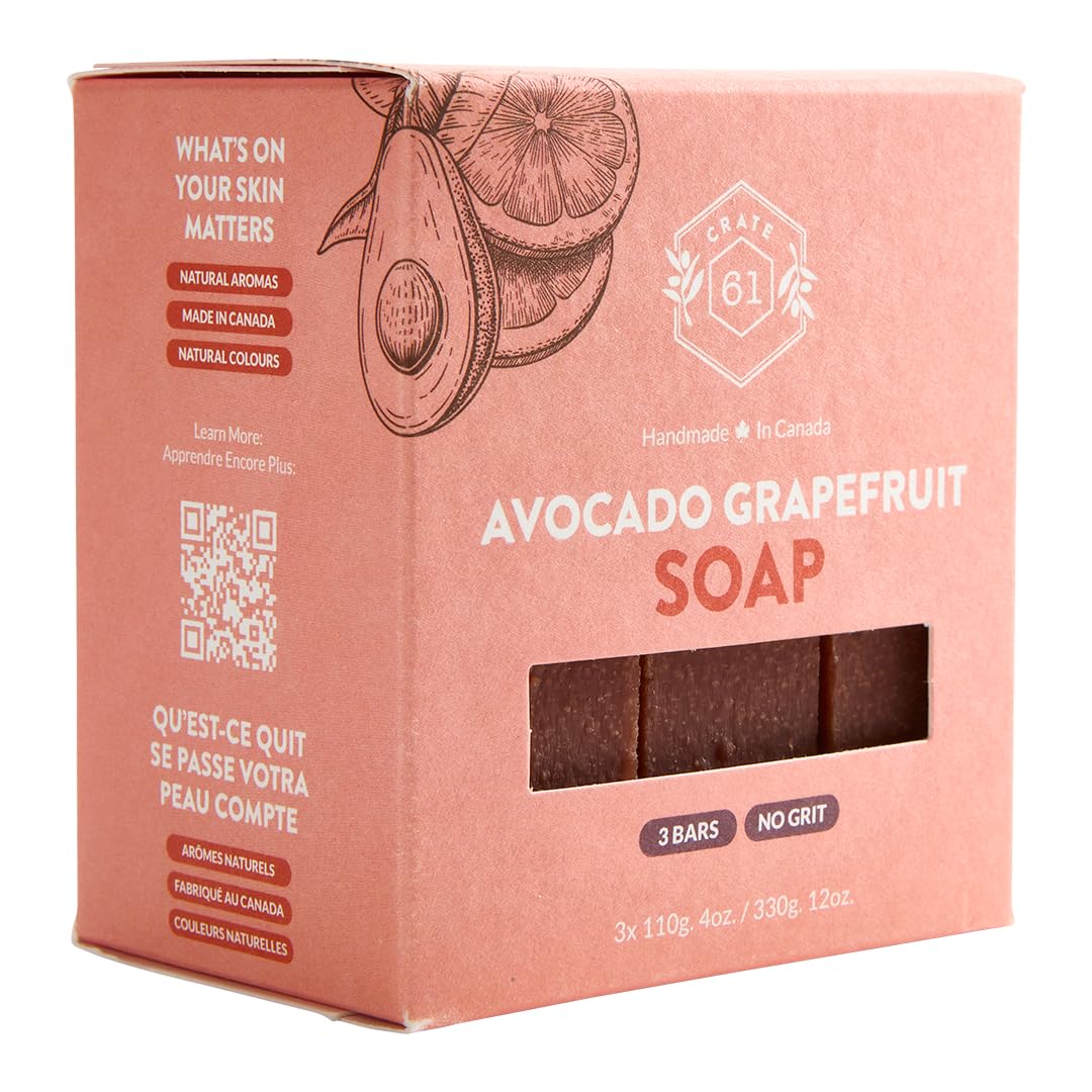 Crate 61 Organics handmade Canada soap bar slice highlighting traditional cold process.