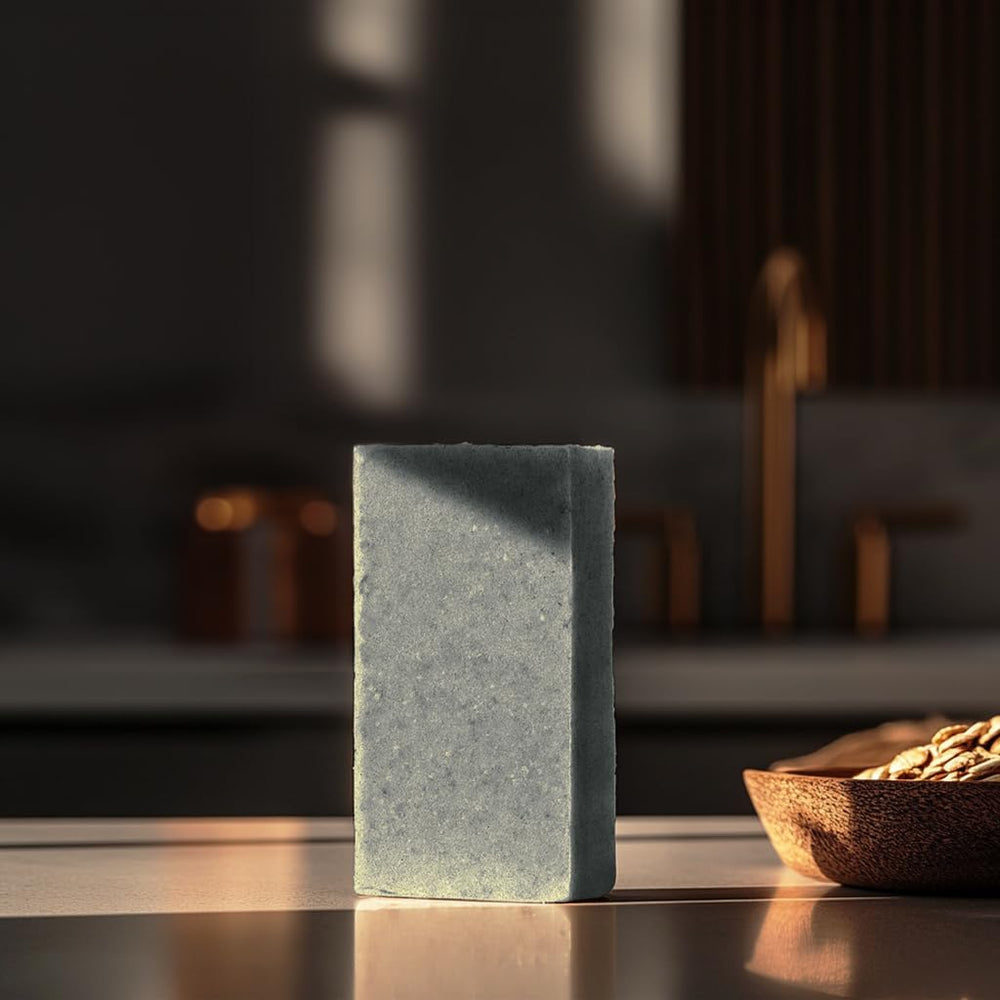 Crate 61 Organics bar soap closeup texture highlighting natural ingredients and purity.