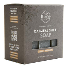 Crate 61 Organics oatmeal shea unscented bar soap lathering during shower.