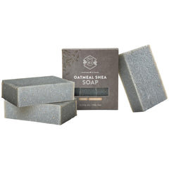 Crate 61 Organics oatmeal shea unscented bar soap pack front for daily cleansing.