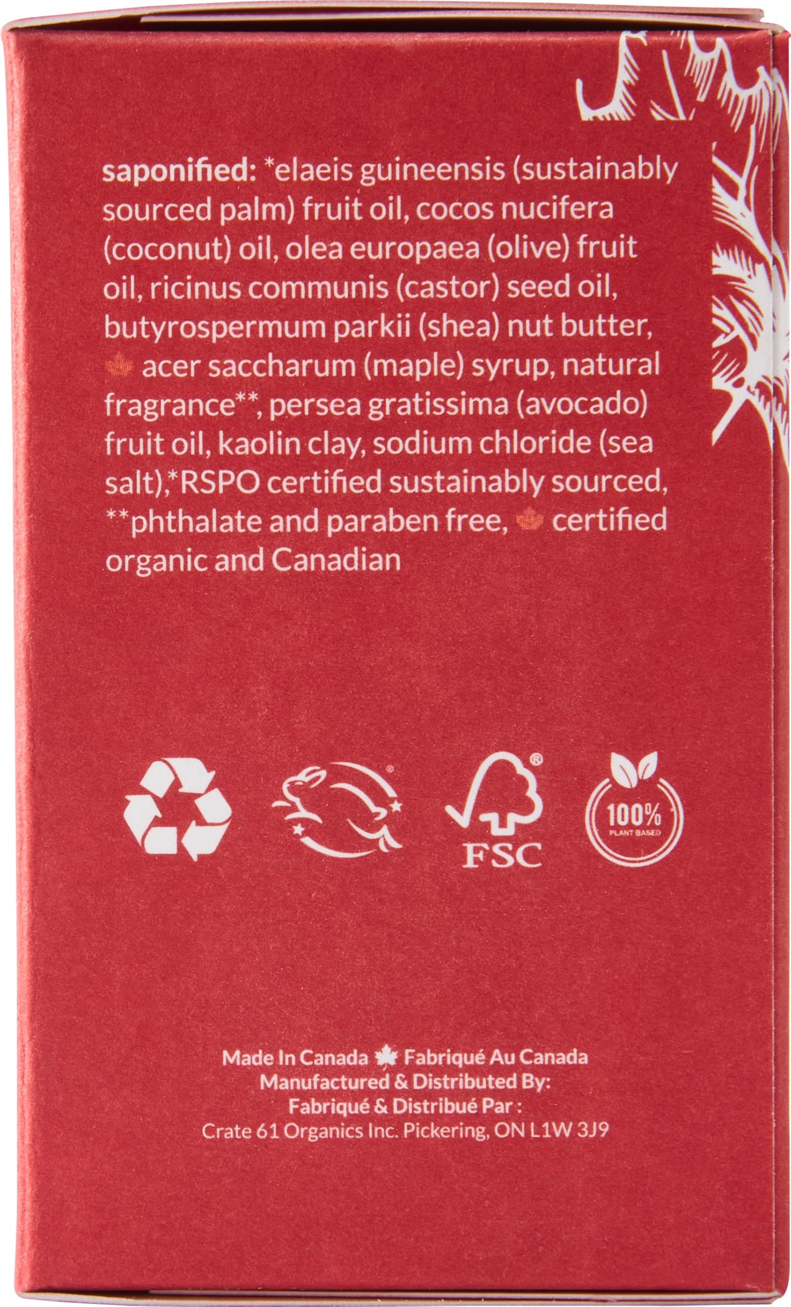 Crate 61 shea butter avocado oil soap creating creamy, moisturizing lather.