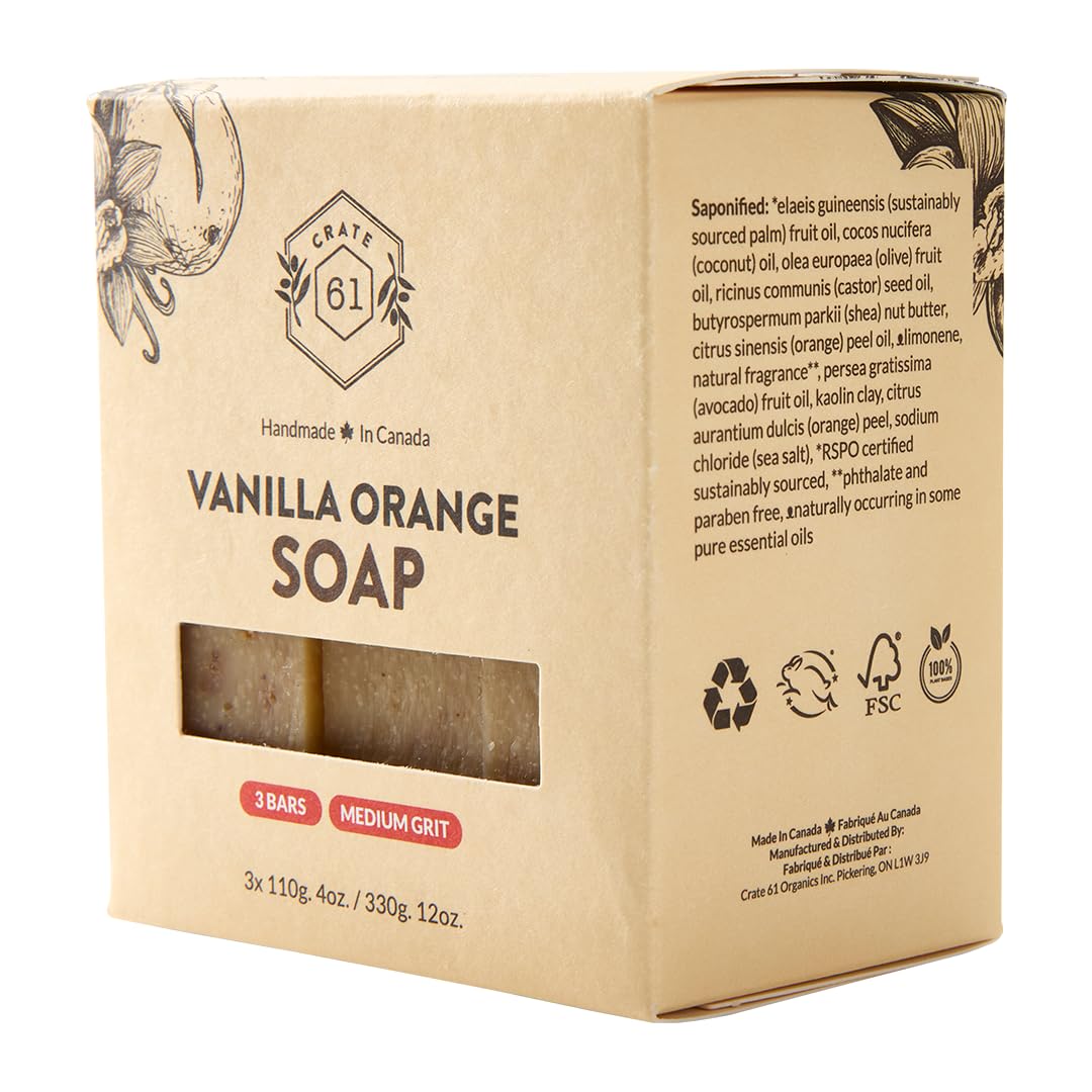 Crate 61 Organics natural colorants minerals and clays visible in soap.