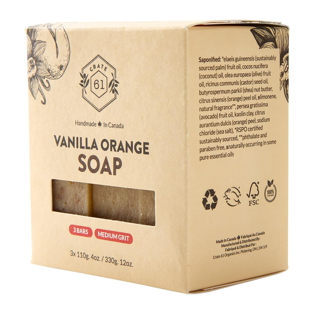 Crate 61 Organics natural colorants minerals and clays visible in soap.