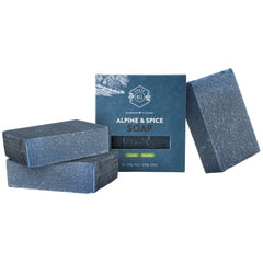 Crate 61 Organics Alpine & Spice soap bar pack front view for refreshing cleanse.