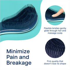 Crave Naturals detangler brush bristles closeup shows flexible tines for gentle slide on knots.