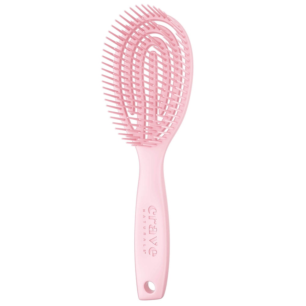 Crave Naturals FLEX DMC detangling brush 5-layers demonstrating adaptive flex system.