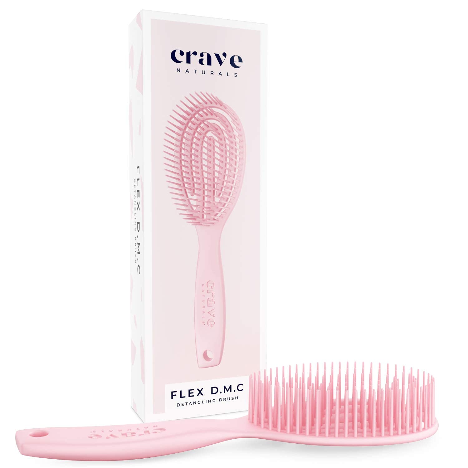 Crave Naturals FLEX DMC detangling brush easy-glide moving through knots with less tug.