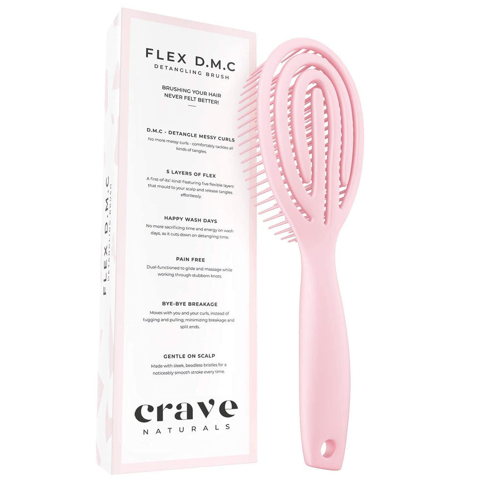 Crave Naturals FLEX DMC detangling brush scalp-massage feature during routine detangling.