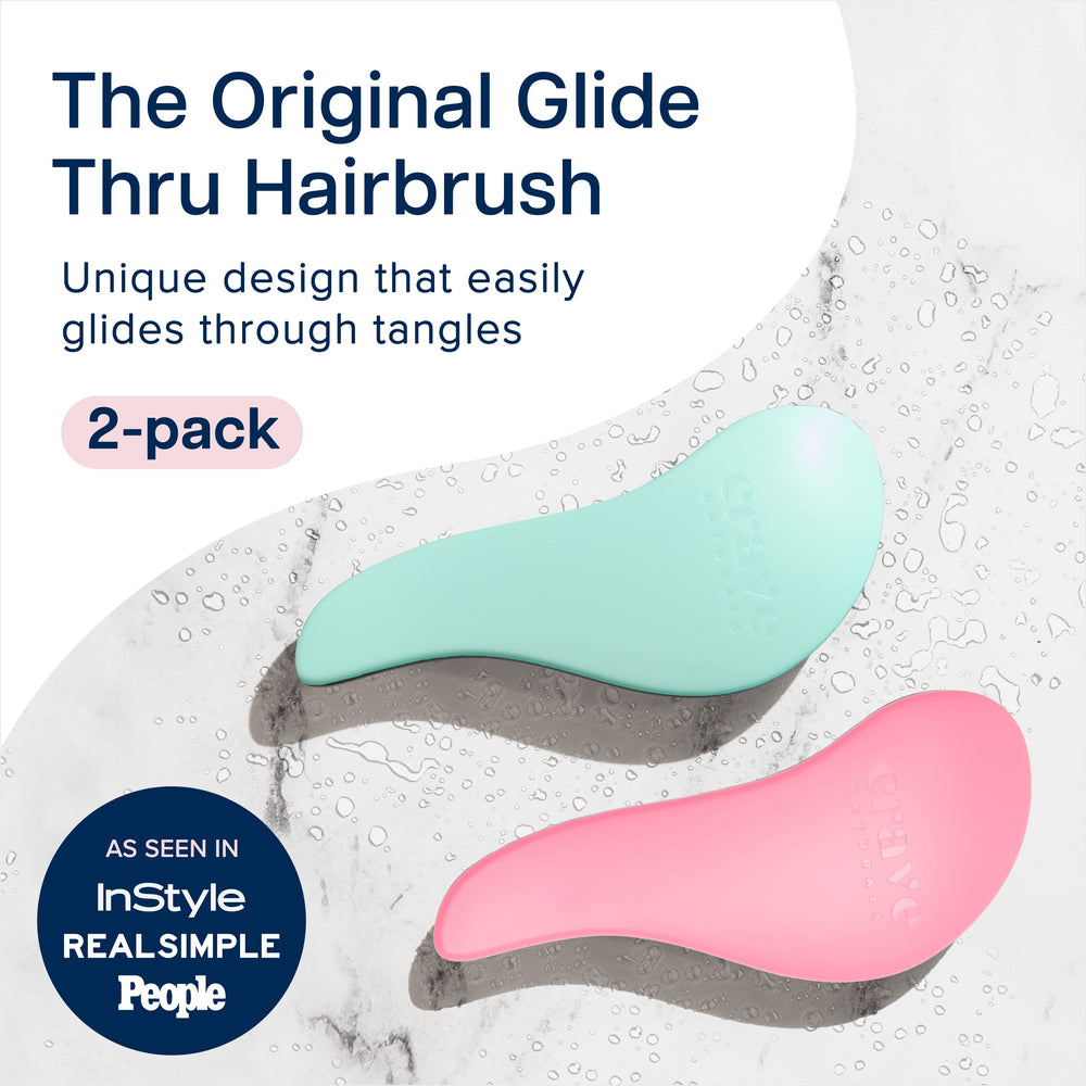 Crave Naturals Glide Thru detangler brush pink close-up highlights soft bristles for comfortable brushing.