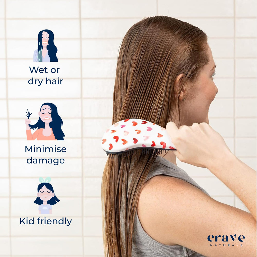 Crave Naturals Glide Thru brush on curly hair to reduce snagging.