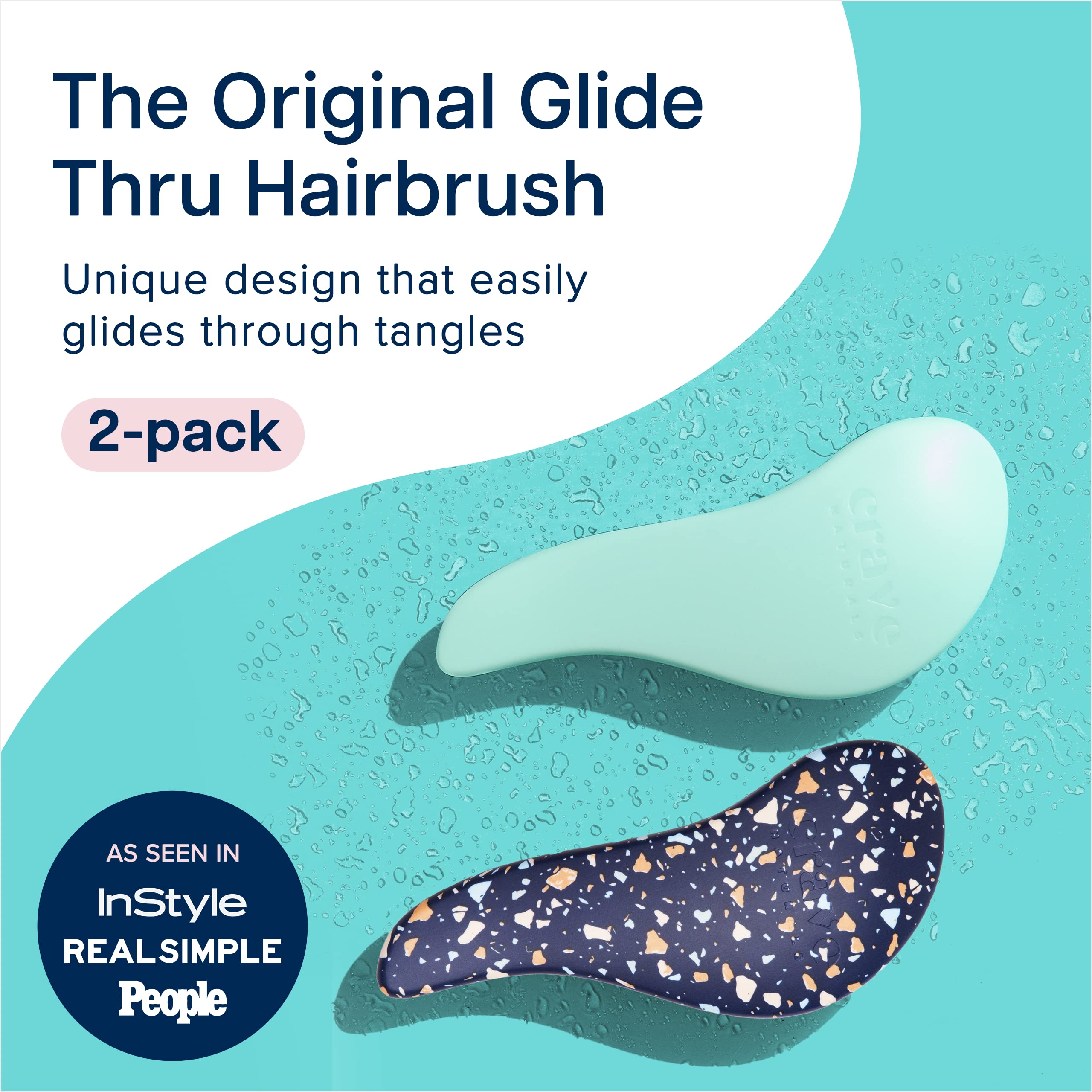 Crave Naturals Glide Thru detangling brush in terrazzo aids damage-free detangling on various textures.