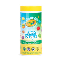 Crayola Bath Dropz 200-pack pack shot showcases vibrant colors for playful bath time