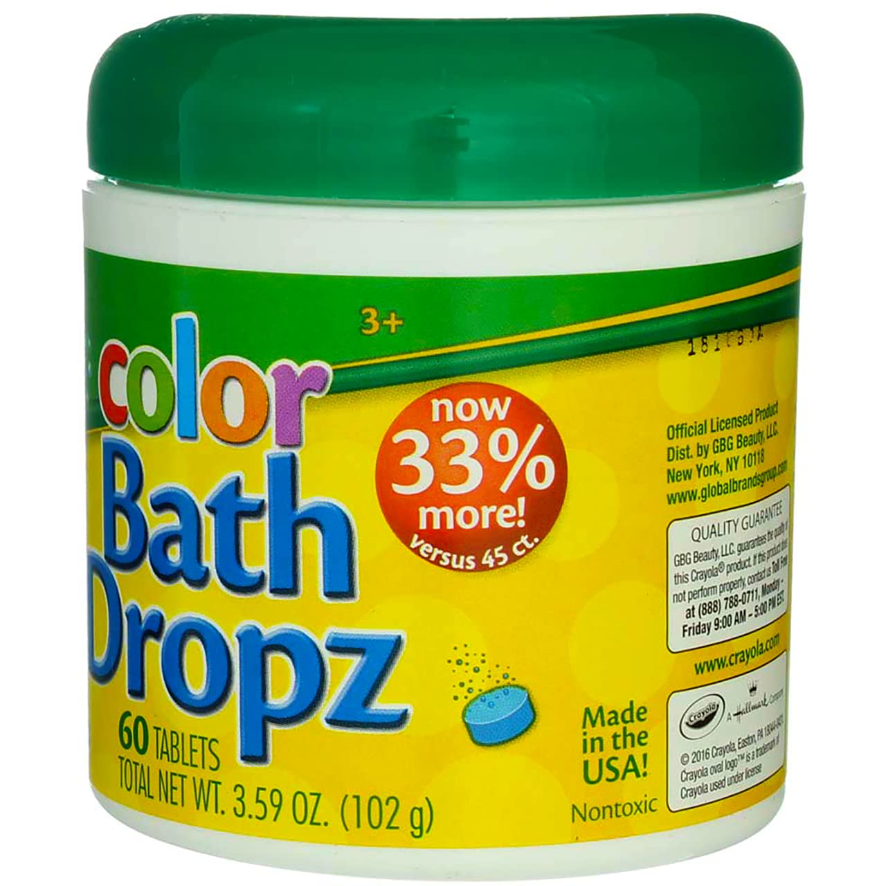 Crayola Color Bath Dropz tablet dissolving, releasing color in seconds.