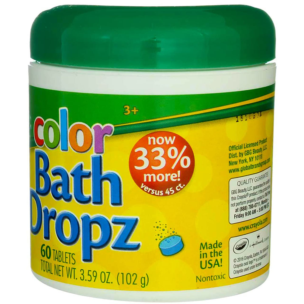 Crayola Color Bath Dropz tablet dissolving, releasing color in seconds.