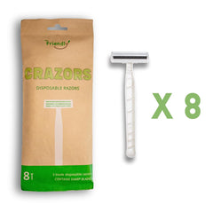 Crazors raw-materials concept illustrates earth-friendly grooming with calcium carbonate.