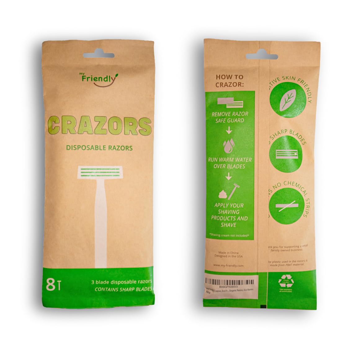 Crazors travel-size eight-pack emphasizes ready grooming on the go.