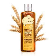 CRAZY SKIN Beers Yeast Shampoo bottle highlights biotin-rich cleansing for stronger-looking hair
