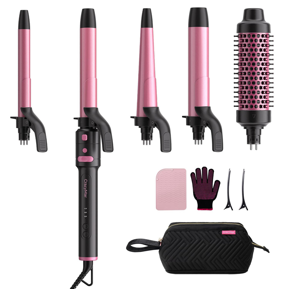 CrazyMar 5 in 1 automatic curling iron kit for salon-ready curls on the go