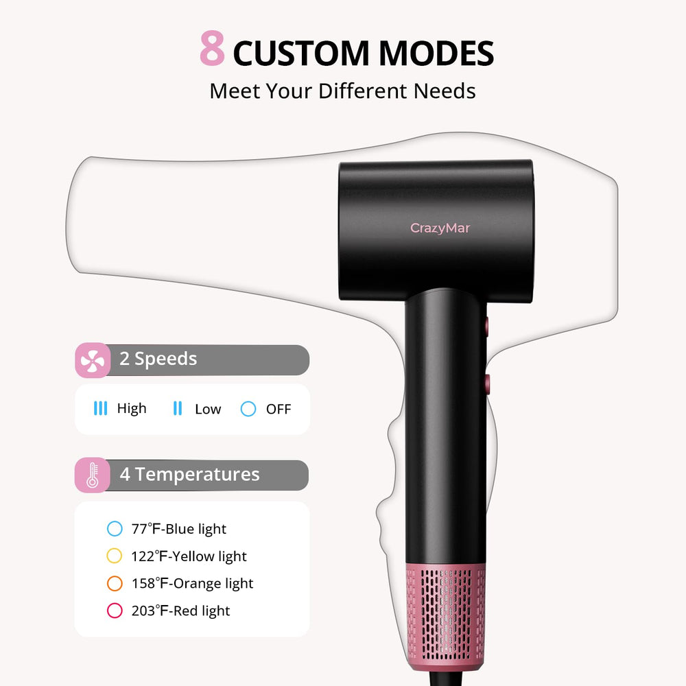 CrazyMar ionic dryer ergonomic handle designed for comfortable styling