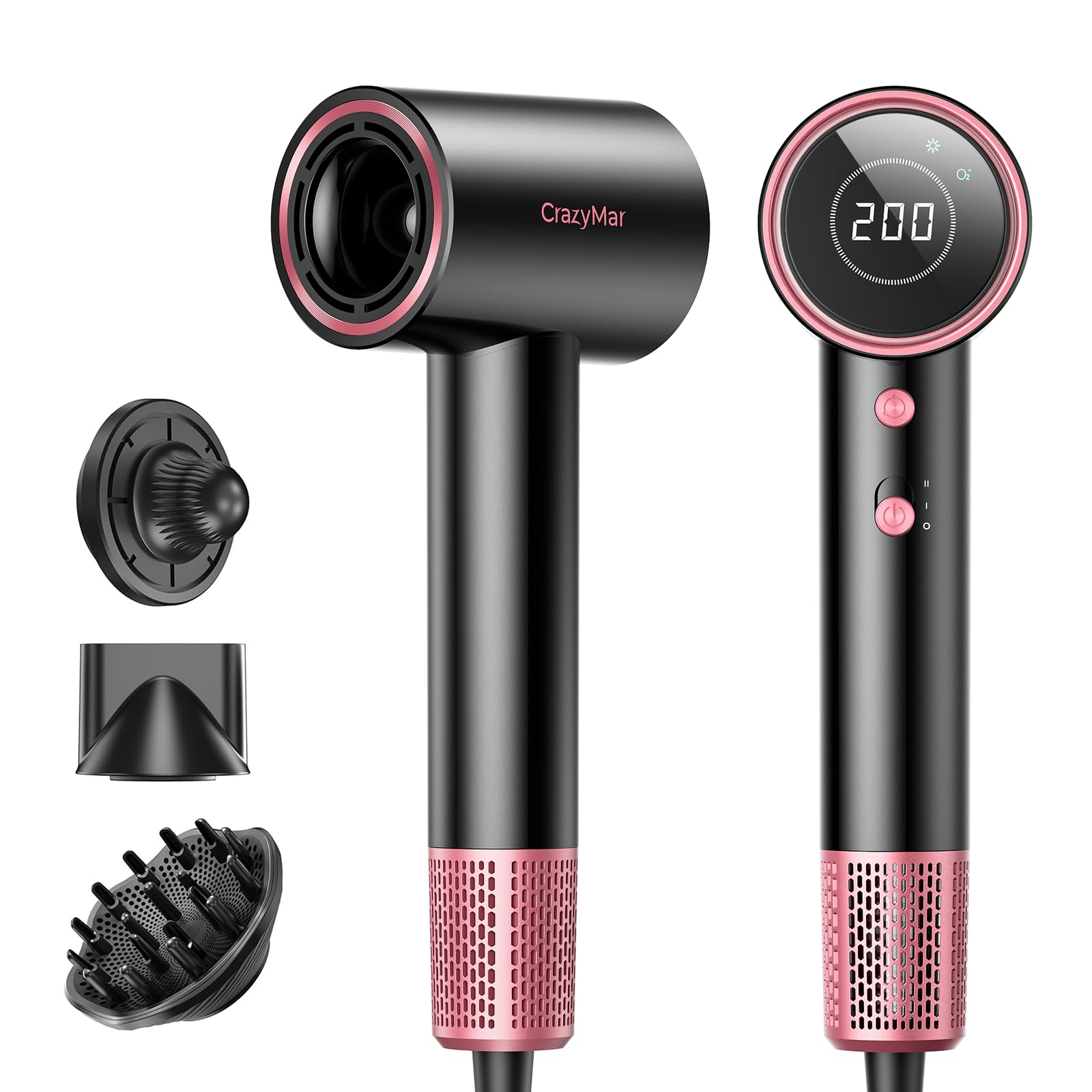 CrazyMar ionic hair dryer with diffuser attachment delivering defined curls for texture