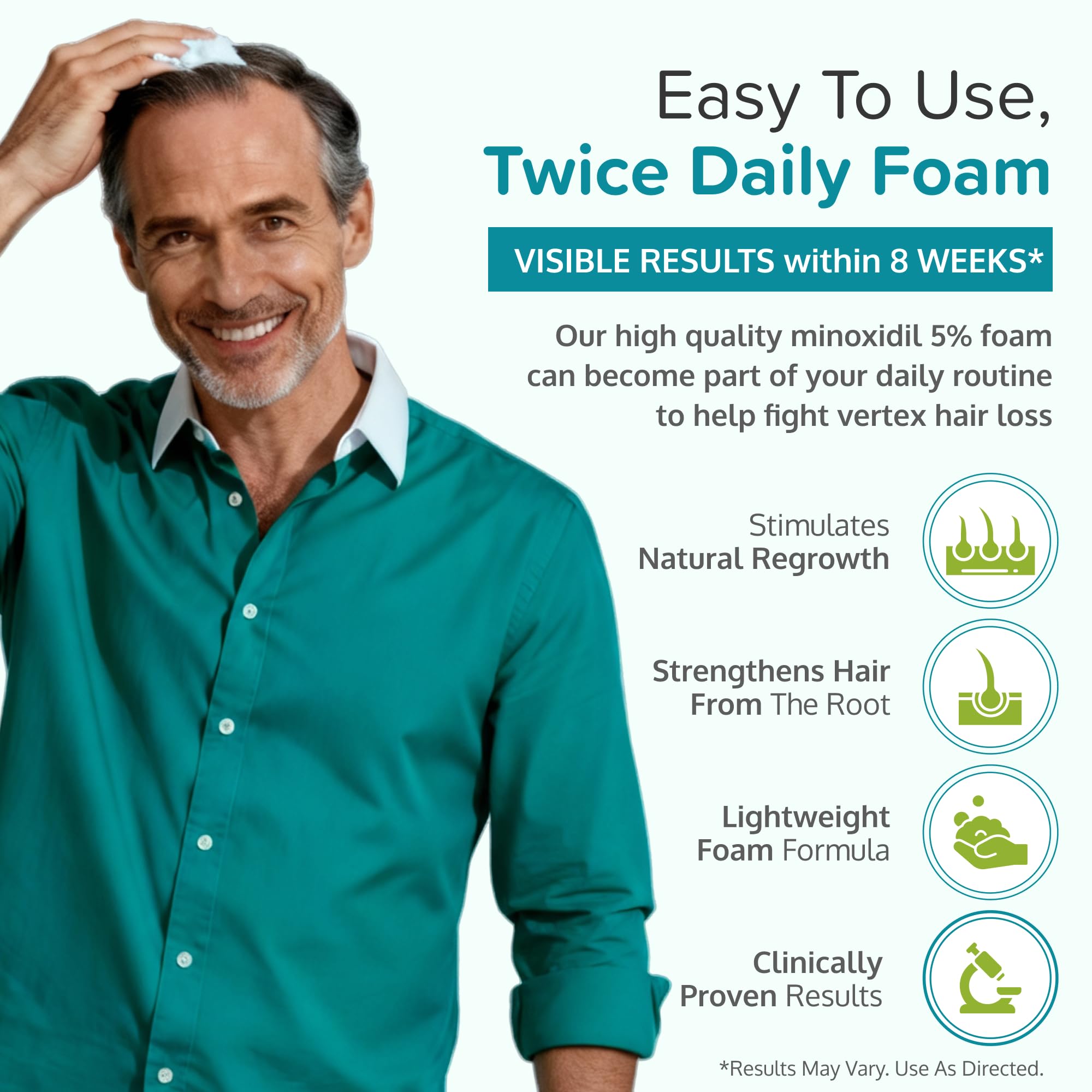 crcle minoxidil foam application demonstrates easy daily use for hair regrowth routine