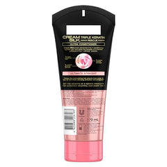 Cream Silk Triple Keratin Rescue conditioner pour enables easy application for silky strands.