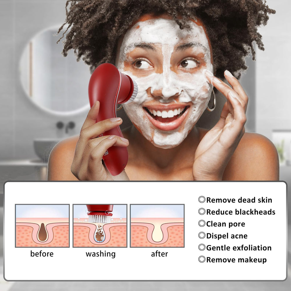 Crehora rotating brush demonstrates two speeds for gentle or deep cleansing.
