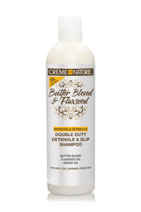 Creme of Nature detangling shampoo bottle poured for silky slip and easy detangling.